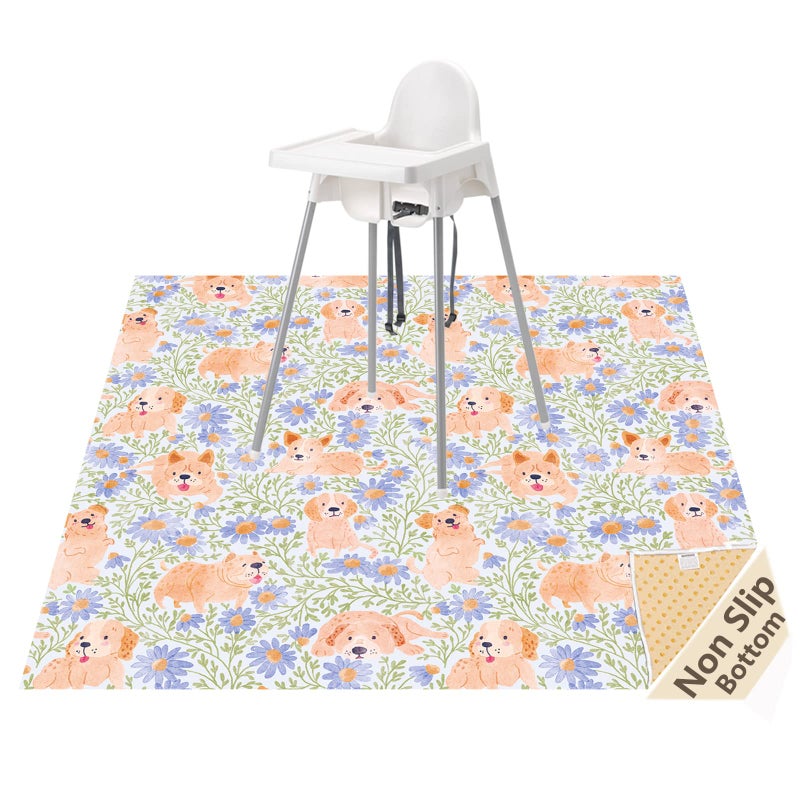 Womumon Splat Mat for Under High Chair/Arts/Crafts, Waterproof and Anti-Slip Splash Mat Floor Protector, Washable Highchair Floor Mat, 51 Inch Reusable Messy Mat and Baby Feeding Table Cloth - Image 1